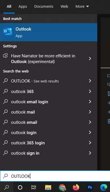 فتح ايميل info على تطبيق outlook